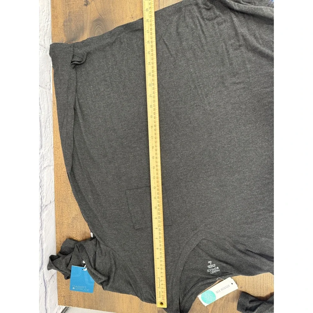 Market & Spruce Hannah VNeck Long Sleeve Tee Grey 3X Plus Size Rayon Spandex - Picture 7 of 8